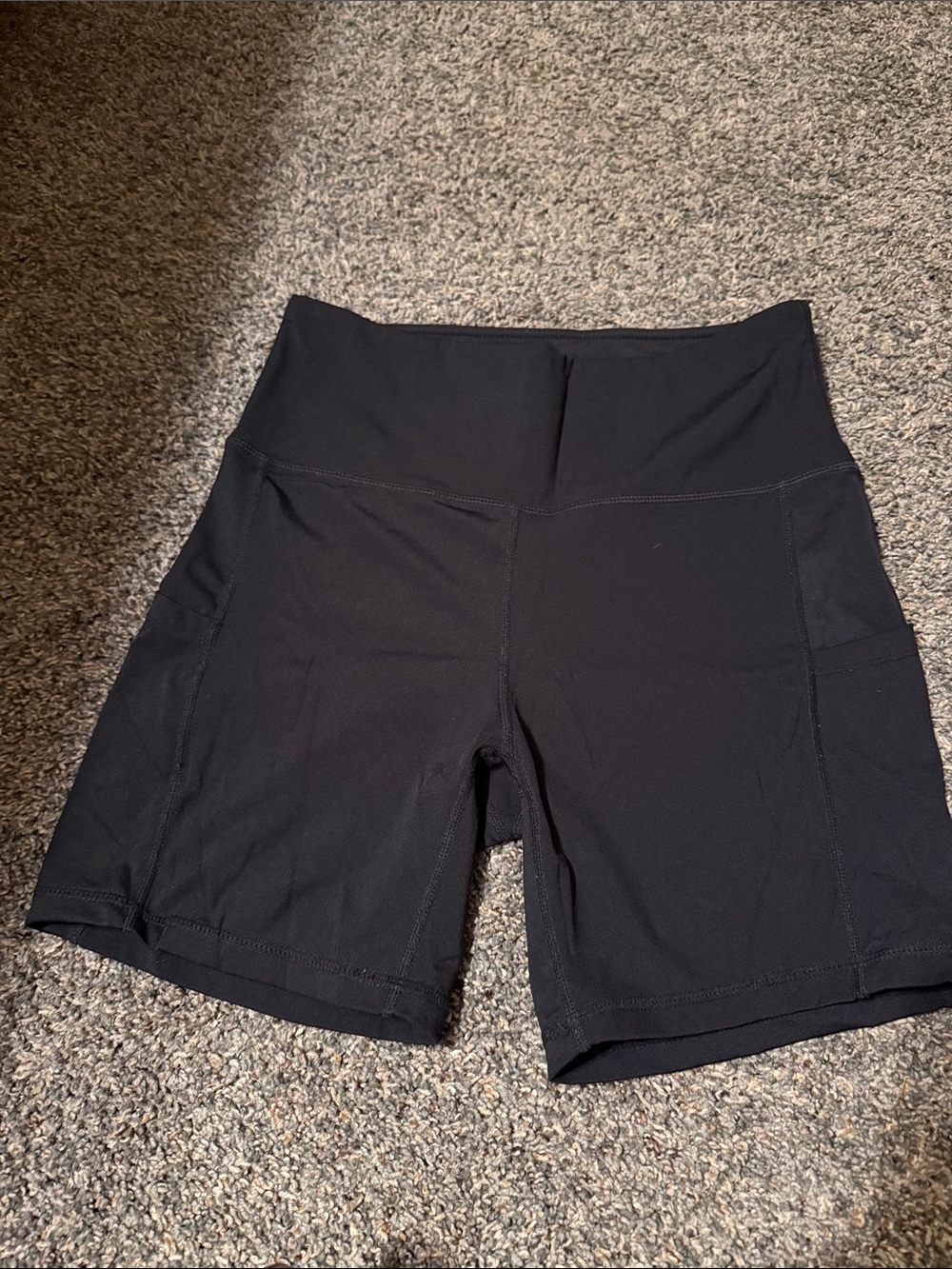 Women's Black High-Rise Bike Shorts with Side Pockets